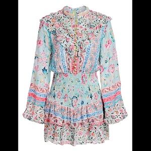 Hana Floral Pearl-Embellished Blouson Mini Dress